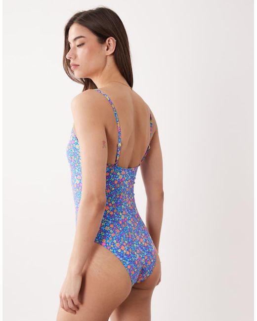 Kulani Kinis Blue Electric Bloom Invisible Underwire Swimsuit