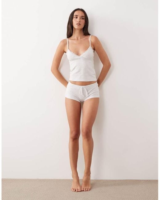 Cotton On White Pyjama Dreamy Soft Pointelle Longline Cami And Matching Shorts