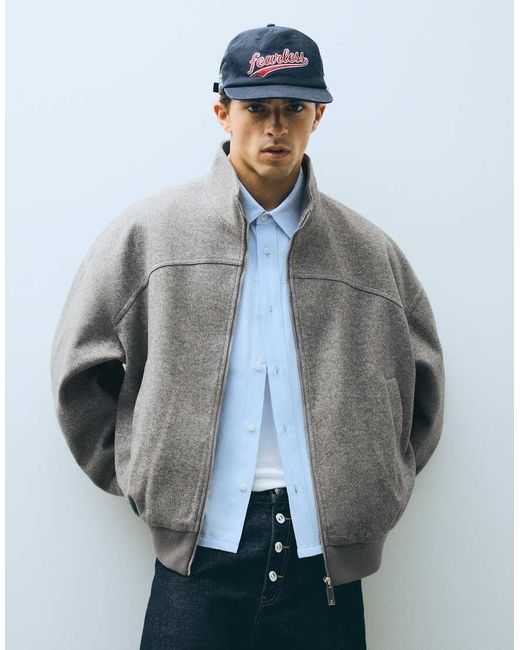 Bershka Blue Wool-blend Bomber Jacket for men