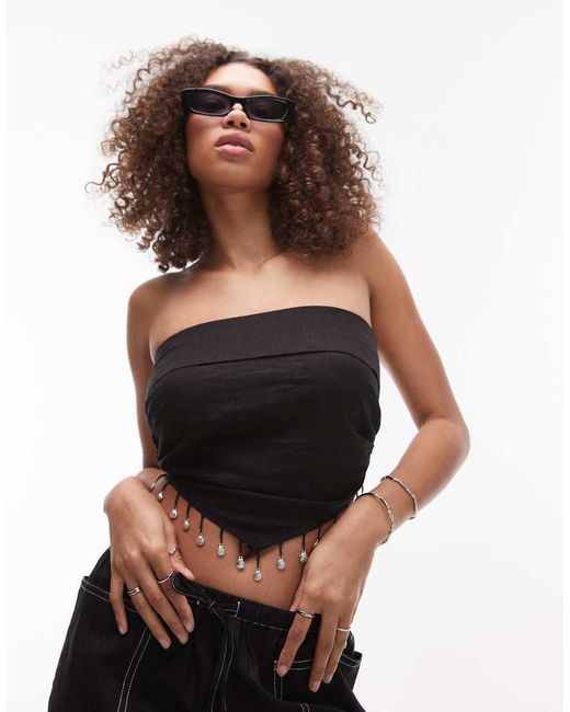Top Con Escote Palabra De Honor Y Detalle De Charms De (Parte De Un Conjunto) emory park de color Black