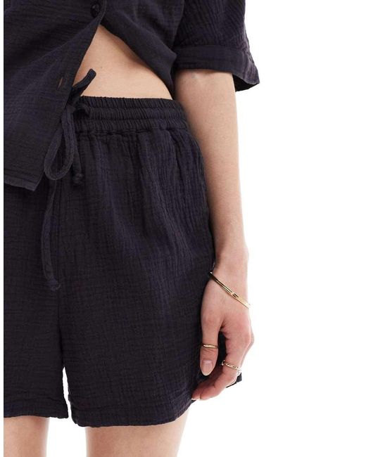 ONLY Black Cheesecloth Shorts Co-ord