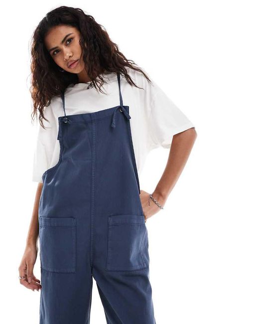 Monki Blue Lightweight Denim Dungarees