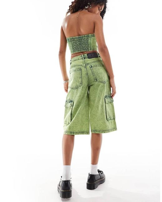 Adidas Originals Green Adilenium Denim Capri Short Co-ord