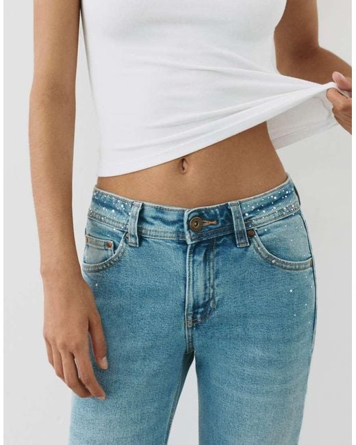 Pull&Bear Blue Rhinestone Boot-Cut Jeans