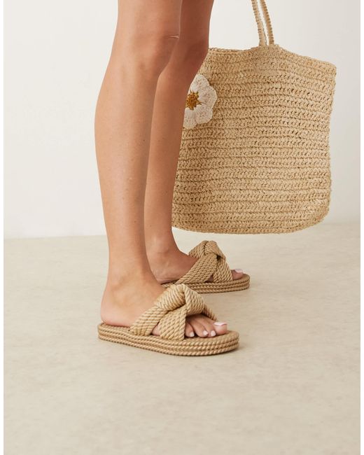 ASOS Natural Josie Chunky Knot Jelly Mule Sandal