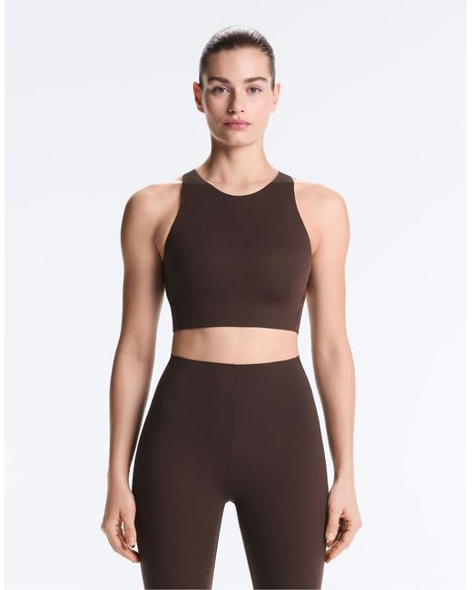 Oysho Brown Light Touch Medium-support Sports Bra