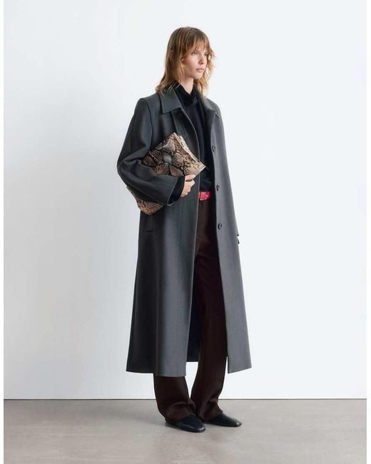 & Other Stories Blue Wool Maxi Coat With Button Detail