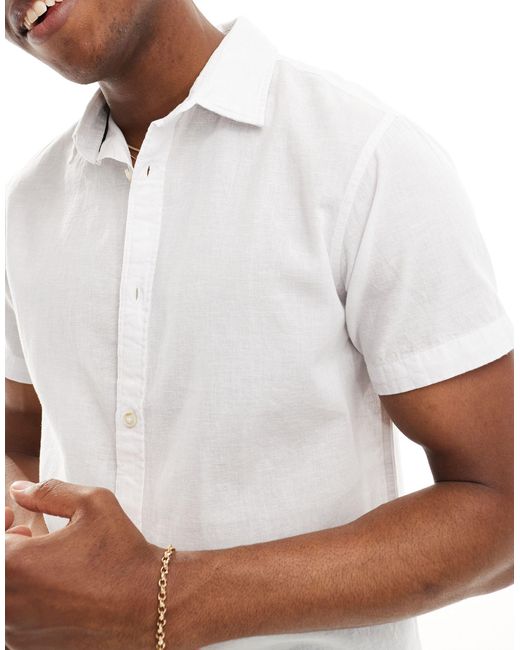 Chemise manches courtes en lin Jack & Jones pour homme en coloris White