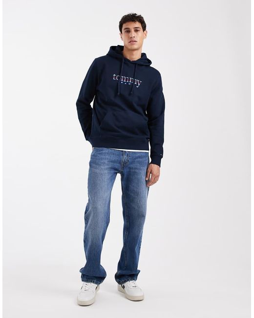 Tommy Hilfiger Blue Gradient Graphic Centre Logo Hoodie for men