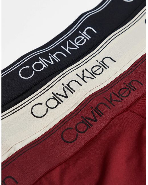 Calvin Klein – microfibre stretch – 3er-pack trunks in Red für Herren