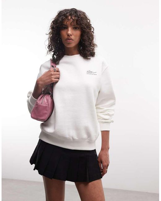 Nike White Studio Fleece Mid-weight Athletic Dept Sweat