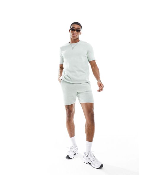 ASOS White Co-ord Midweight Knitted Cotton T-shirt for men