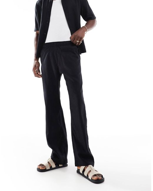 Bershka Blue Linen Rich Co-ord Trouser for men
