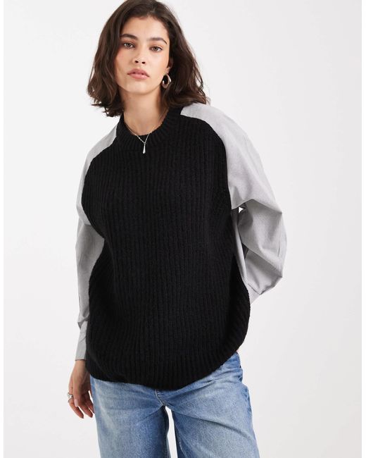 ASOS Black – strickpullover aus webstoff-materialien