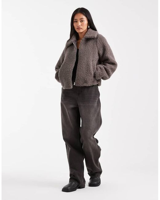 Chaqueta Corta De Borreguito De Threadbare de color Gray