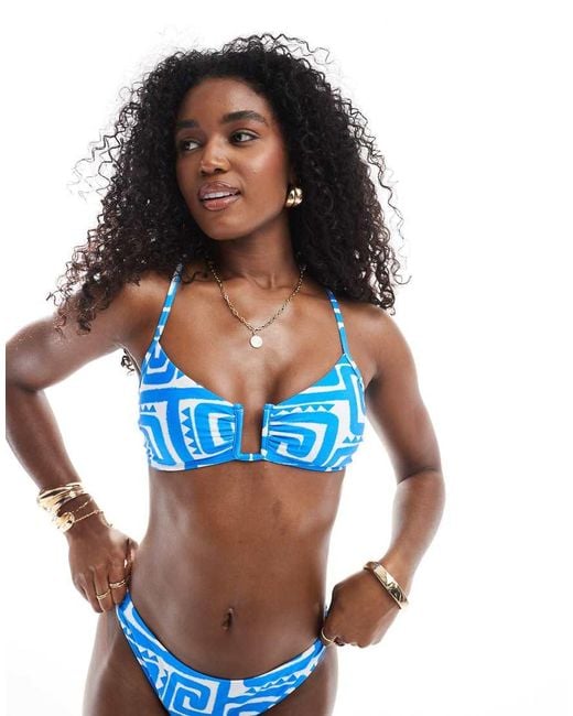 New Look Bikinitopje Met Print in het Blue