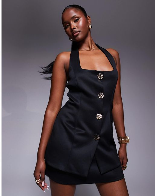 ASOS Black – 2-in-1-westen-minikleid aus neoprenartigem stoff