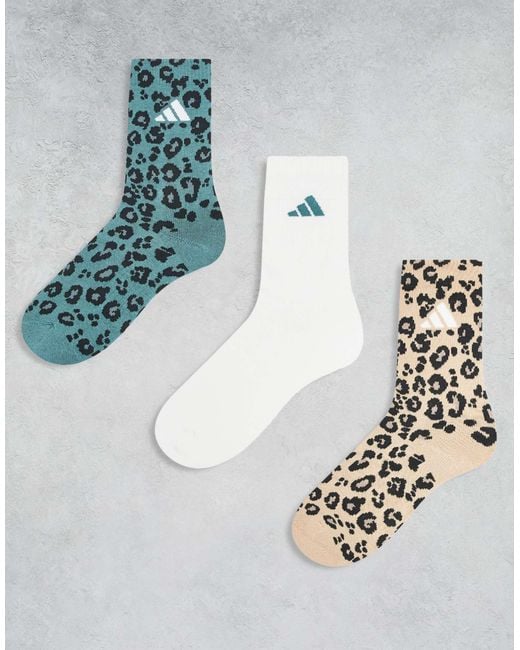 Adidas Originals Metallic – 3er-pack mittellange socken mit leopardenmuster