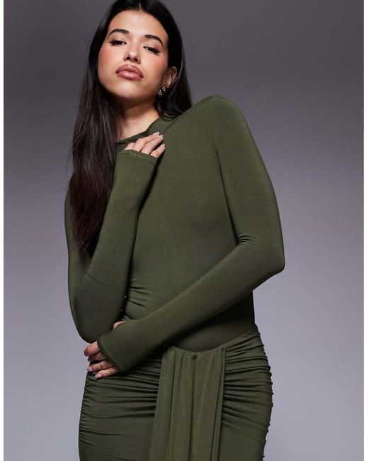 Body Verde Ceñido De Efecto Segunda Piel Y Manga Larga Con Cuello Subido Y Diseño Moldeador Nara De (Parte De Un Conjunto) Wanderdoll de color Green