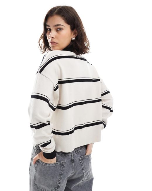 ASOS White Knit Structured Rugby Top