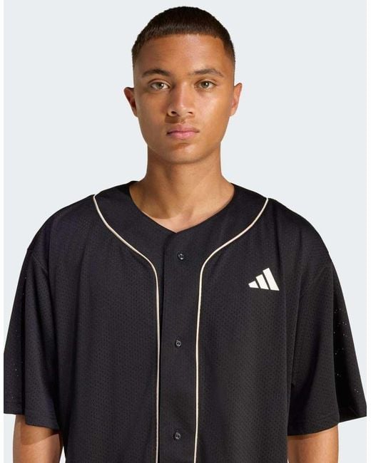 Adidas Black Stadium Mesh Baseball Shirt for men
