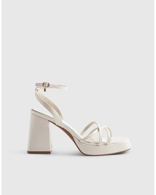 River Island Natural Block Heel Cross Strap Sandals