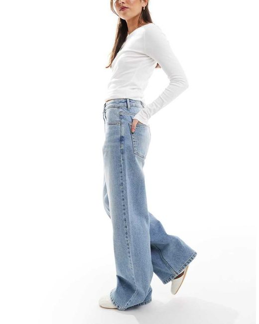 Pull&Bear Jeans Met Hoge Taille En Wijde Pijpen in het Blue