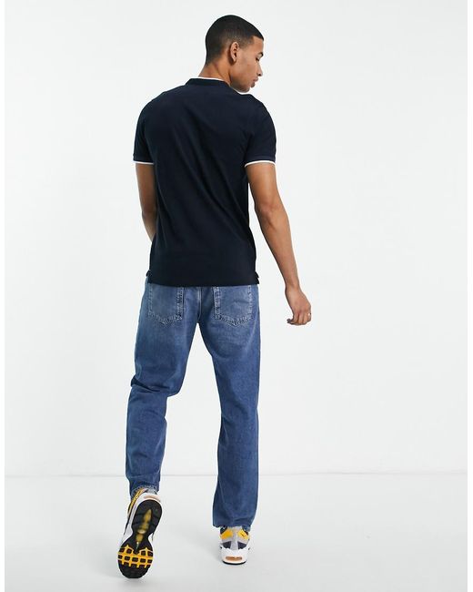 Jack & Jones Blue Essentials Grandad Polo With Tipping for men