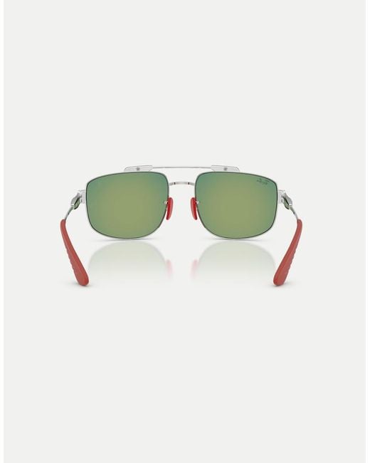 Ray-Ban Rb3789M Scuderia Ferrari Collection Square Sunglasses With Mirrored Lens