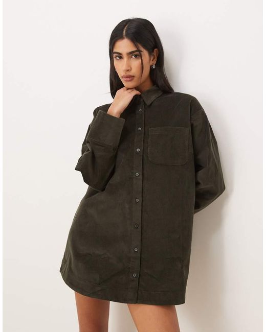 ASOS Natural Boxy Oversized Mini Shirt Dress