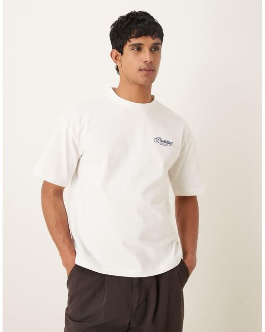 Prohibited White Grand Prix Back Print Graphic T-shirt for men