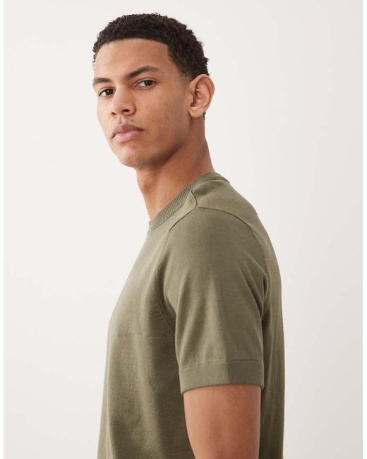 River Island Green Knitted T-shirt for men