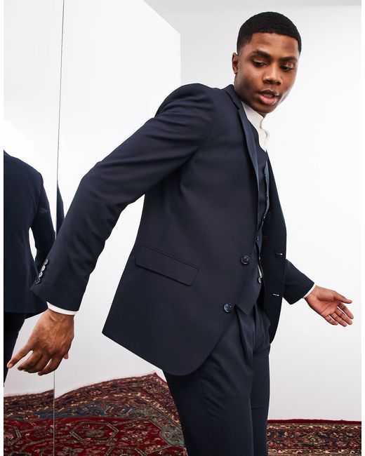 Noak Blue 'camden' Slim Premium Fabric Suit Jacket for men