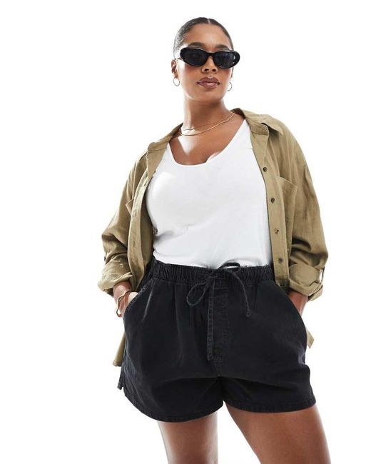 ASOS Black Asos Design Curve Denim Pull On Short