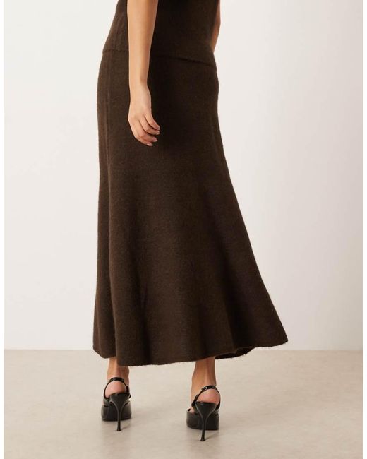 Gina Tricot Brown Co-ord Knitted Wool Alpaca Maxi Skirt