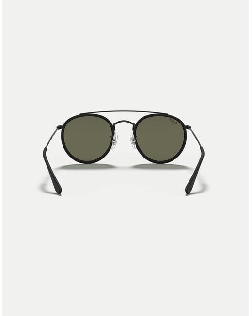 Ray-Ban Black Round Double Bridge Round Polarised Sunglasses With Lens