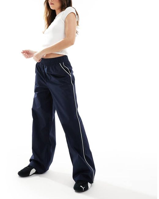 ONLY Broek Met Wijde Pijpen En Contrasterende Biezen in het Blue