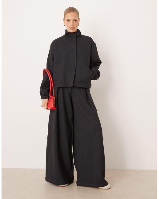 ASOS Gray Tailored Funnel Neck Track Jacket Co-ord