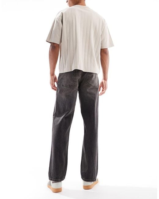 ASOS Gray Straight Fit Jeans With Yellow Tint for men