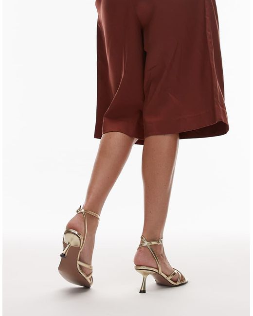 TOPSHOP Metallic Iris Slanted Heel Sandals