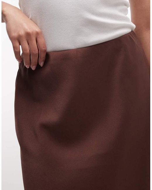 ASOS Purple Asos Design Petite Satin Bias Midi Skirt