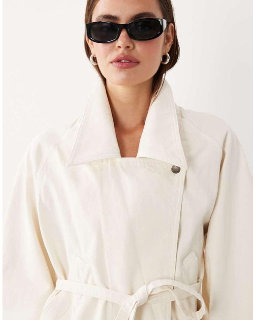 Mango Blue Starring Hailey Bieber Cropped Trenchcoat