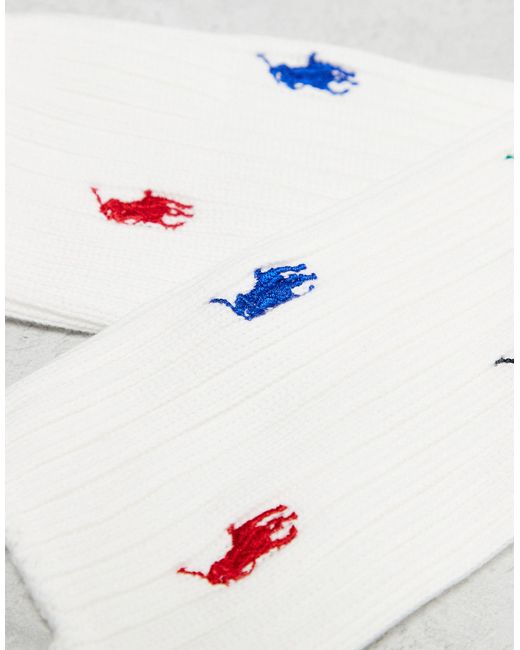 Calcetines hueso con logo integral Polo Ralph Lauren de hombre de color White