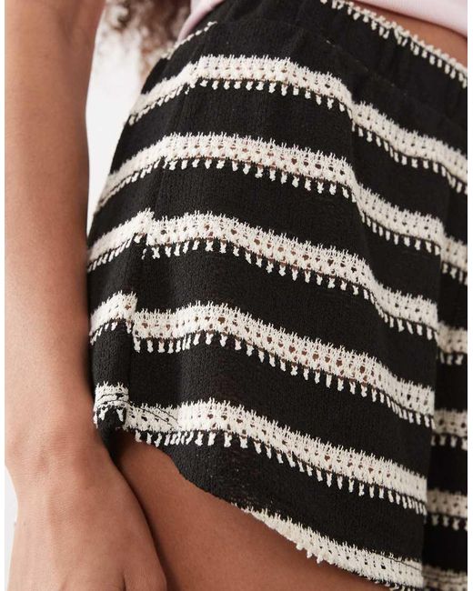 River Island Black Striped Knitted Textured Shorts Co-ord