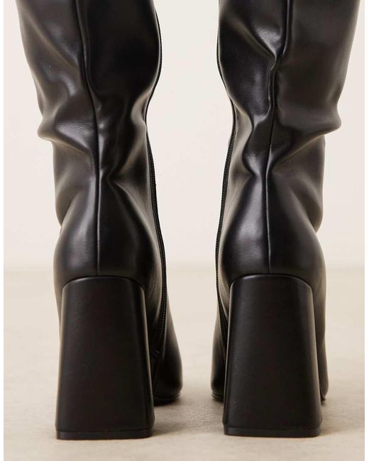 Glamorous Black Pointed Knee Boots