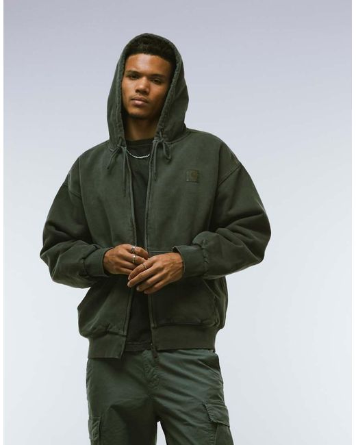 Sudadera Lavado Extragrande Con Capucha Y Cremallera Vista De Carhartt de hombre de color Green