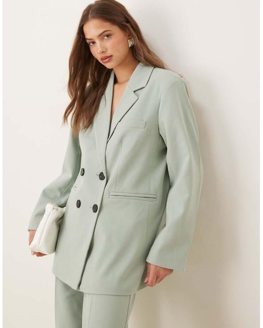 Y.A.S Green Oversized Double Breasted Tailored Blazer Co-ord