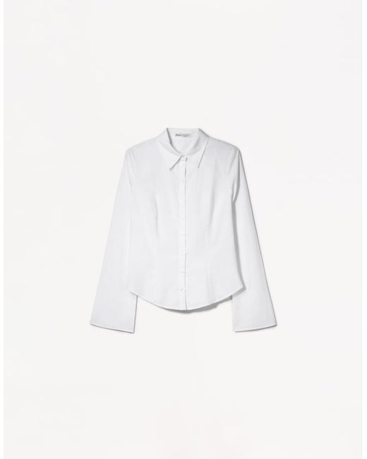 Bershka White Fitted Shirt With Flared Sleeves