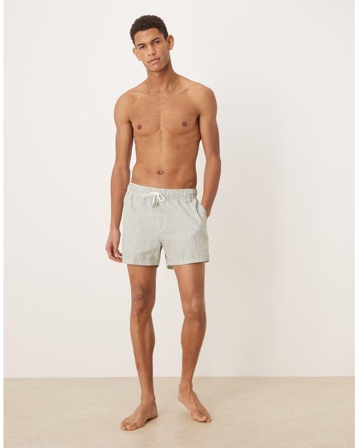 ASOS White Seersucker Swim Shorts for men