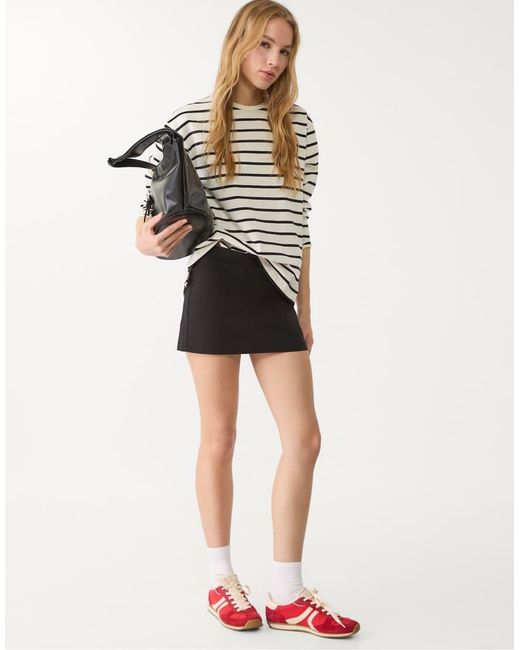 Stradivarius Black Bengaline Skort